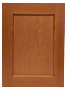 A Vertical Grain Fir cabinet door with a clear lacquer finish.