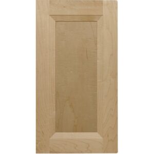 A builder grade Maple shaker-style cabinet door with a plywood center panel.