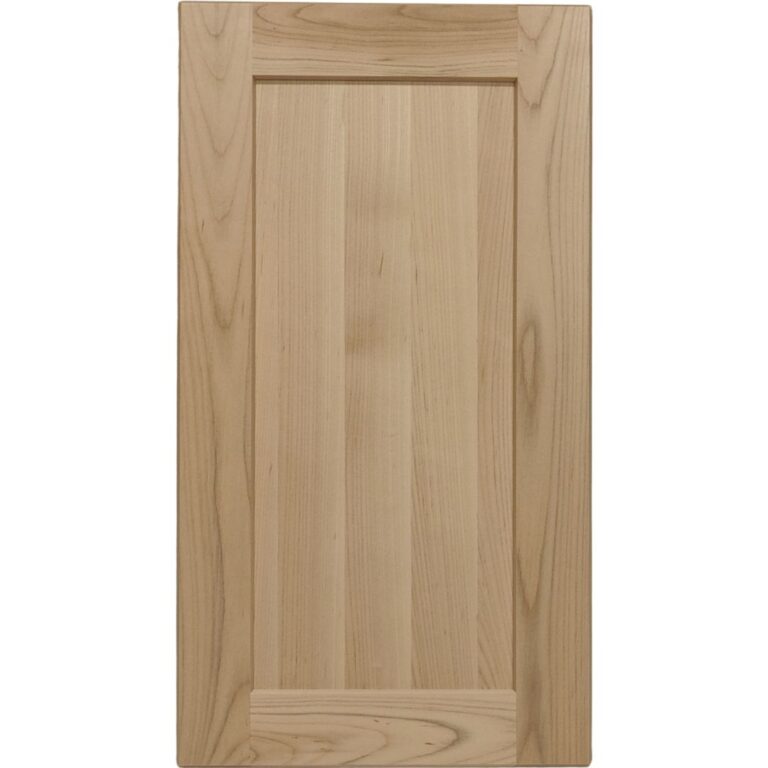 A soft white Maple cabinet door with a solid wood center panel.