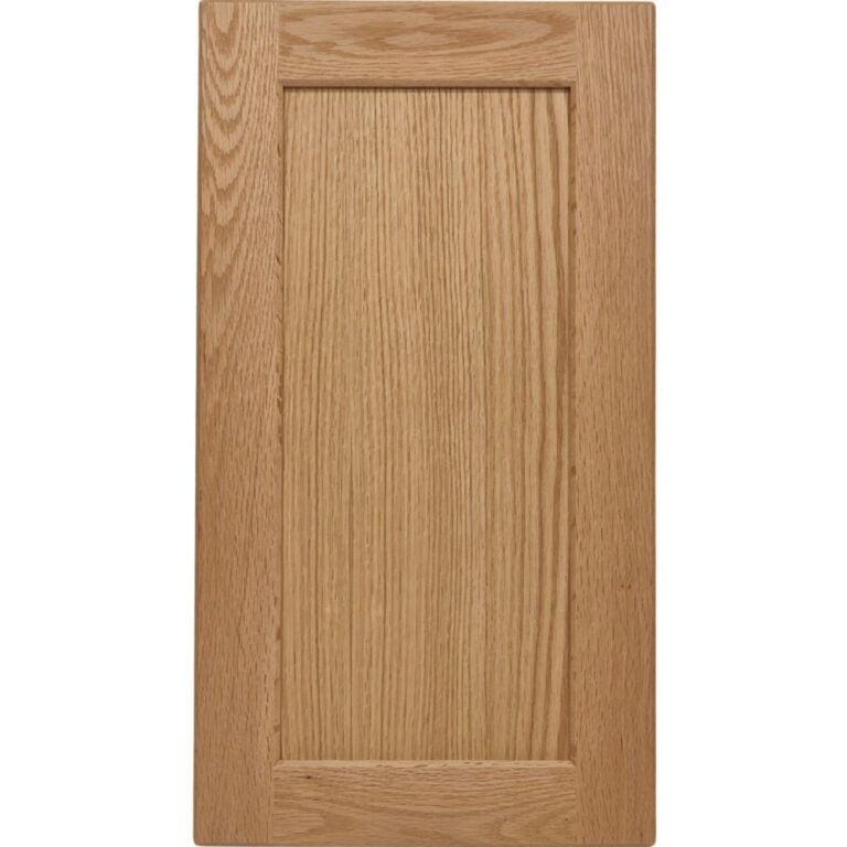 A Red Oak cabinet door with a plywood center panel.