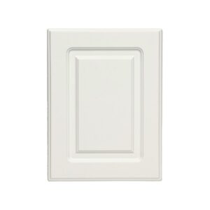 A white thermofoil cabinet door.
