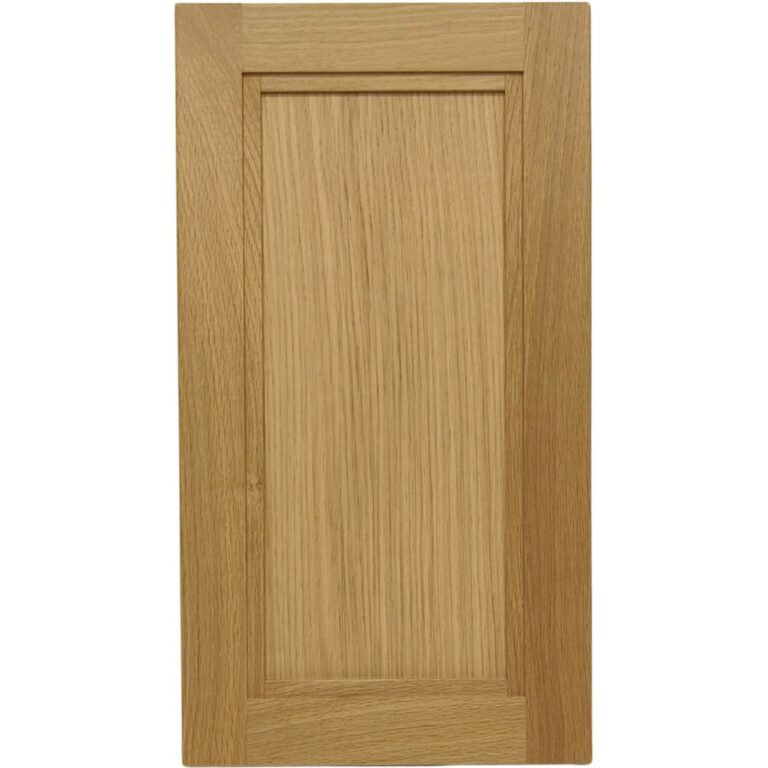 A Rift Cut White Oak cabinet door with a plywood center panel.