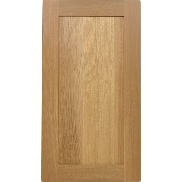 A Rift and Quarter Sawn White Oak door with a solid wood center panel.