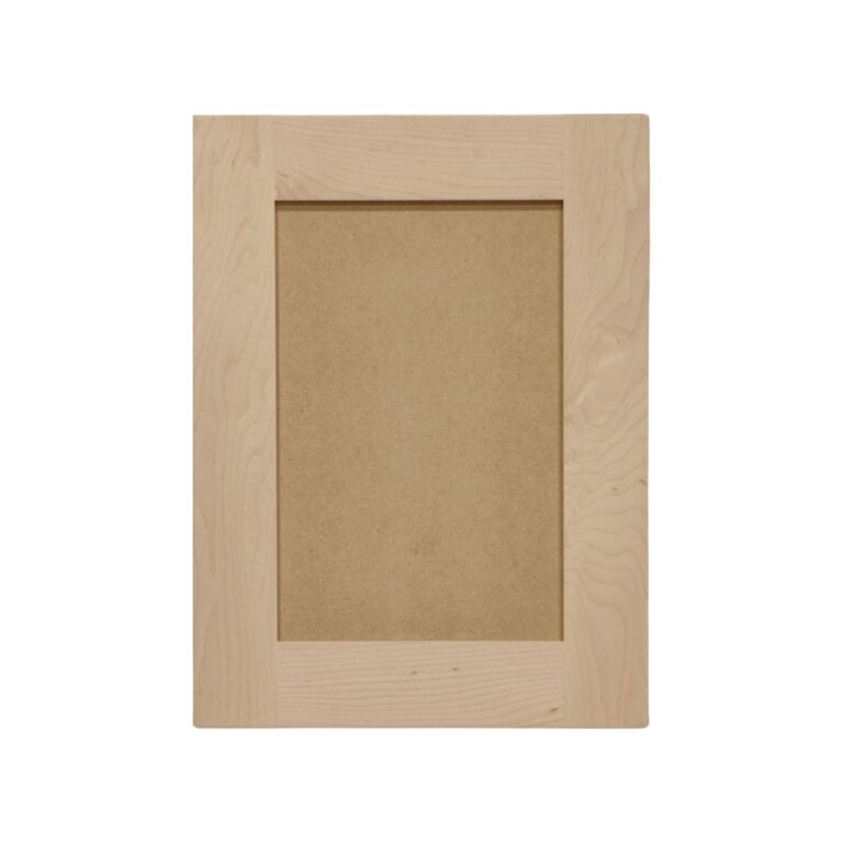 Paint grade shaker style cabinet doors have an MDF centre panel.
