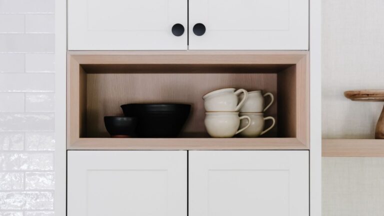 You can use box joint drawer boxes in open cabinets, like the one shown in this picture.