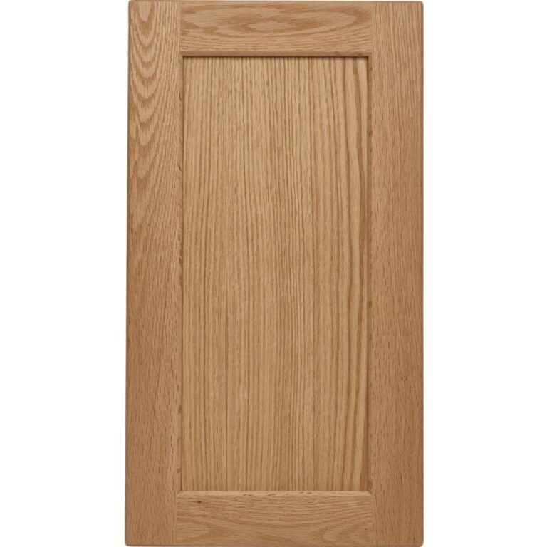 A Red Oak cabinet door with a plywood center panel.