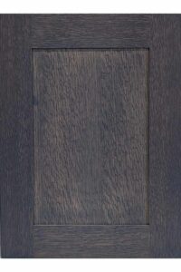 Stain and lacquer is a popular option for finished cabinet doors. This door has a blue-grey stain.