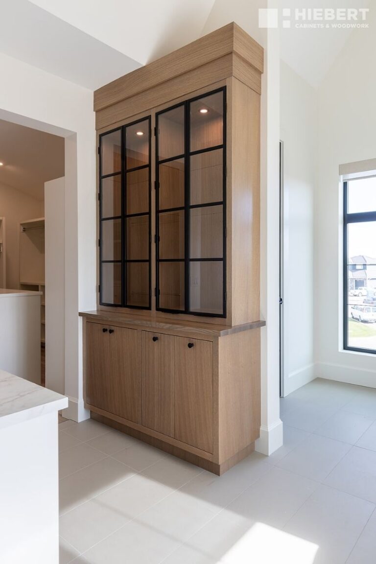 A bar cabinet made of Rift Cut White Oak. This achieves a clean, consistent look popular in modern or Scandinavian designs.