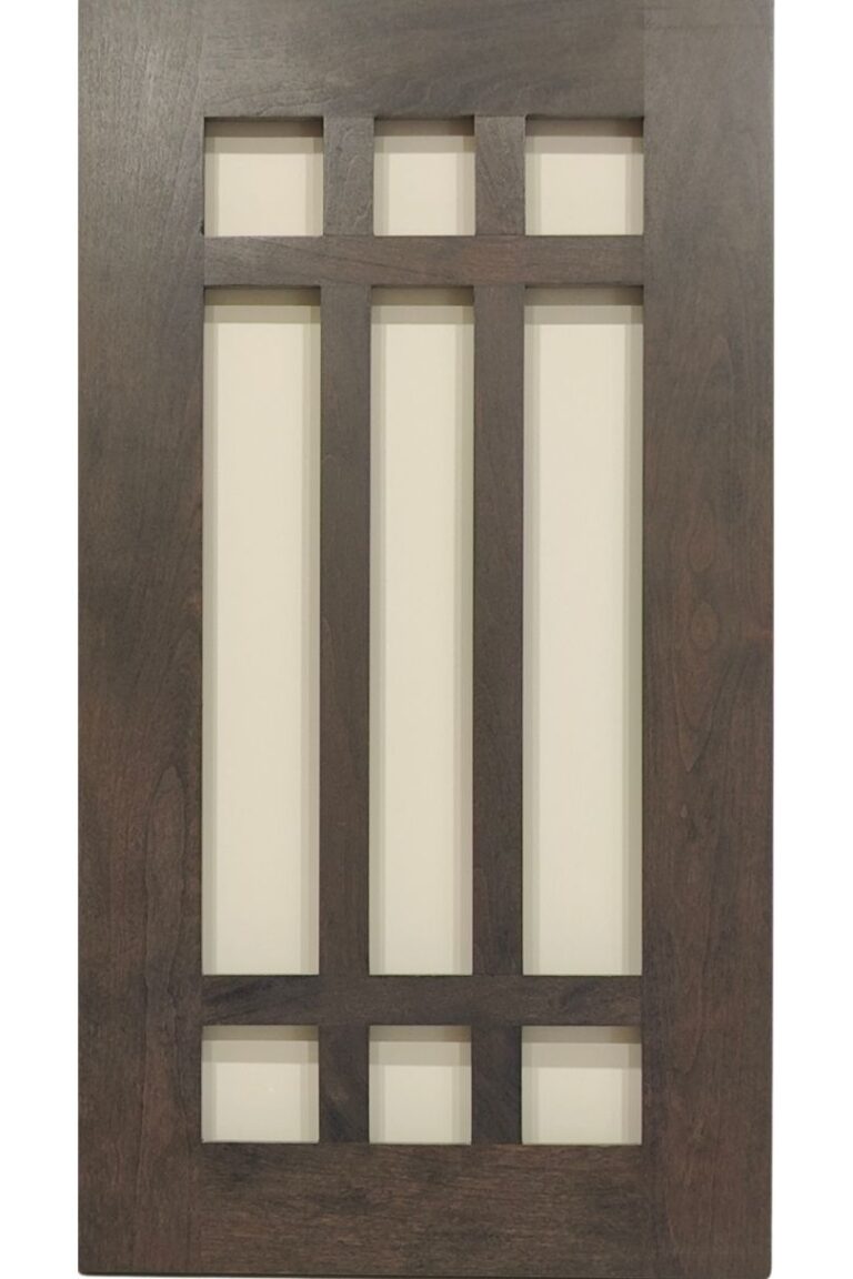 Glass cabinet doors with mullion bars, like this prairie mullion door, take between 12-15 working days.